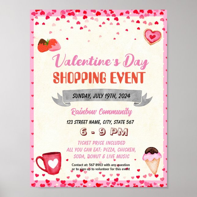 Valentines shopping event template poster (Front)