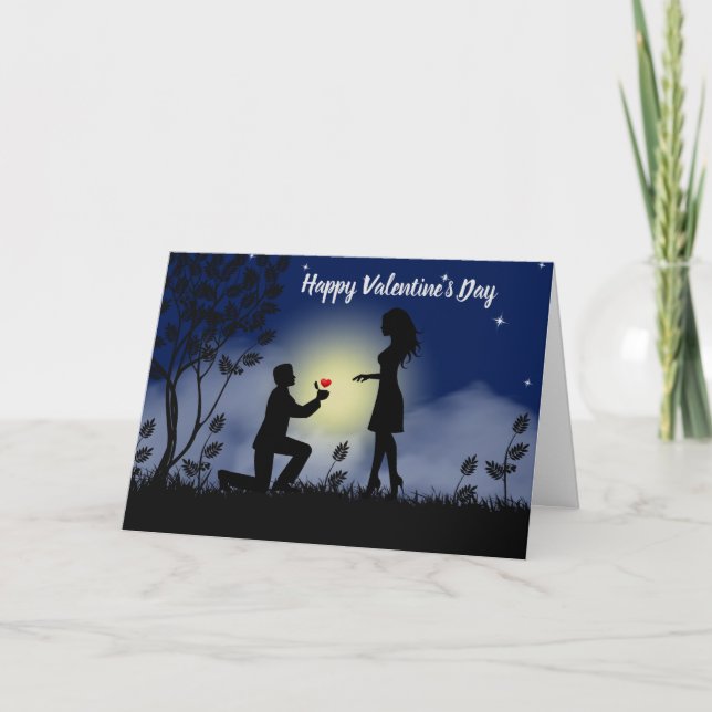Valentine's Silhouette couple Holiday Card (Front)