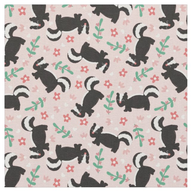 Valentines Skunks  Fabric (Close Up)
