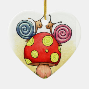 valentine's snails ceramic ornament