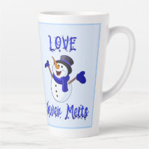 Valentine's Snowman Large Latte Mug