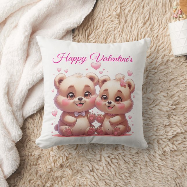 Valentine's Special Bear Pillow, Home Décor  Throw Pillow (Blanket)