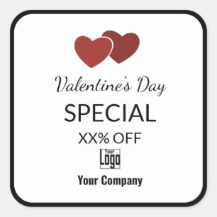Valentine's Special Marketing Items Black White Square Sticker