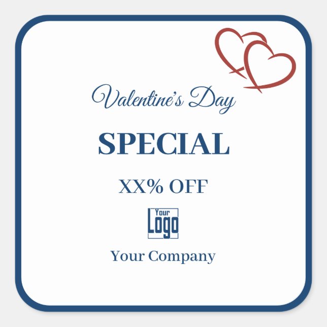 Valentine's Special Marketing Items Blue White Square Sticker (Front)