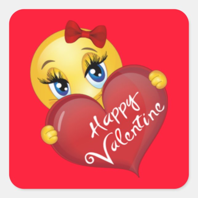Valentines Square Stickers/Emoticon Sticker (Front)