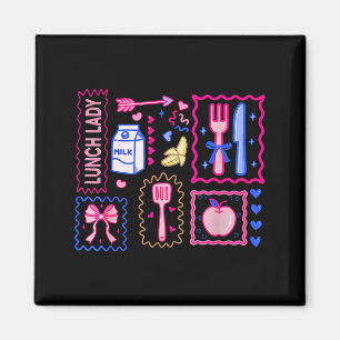 Valentines Stamp Coquette Bow Lunch Lady Cafeteria Magnet