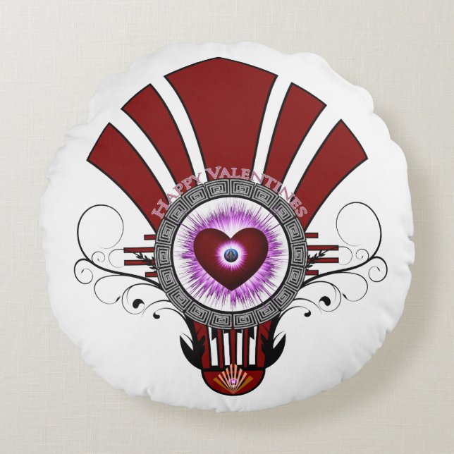 Valentines Star Burst Round Pillow (Front)