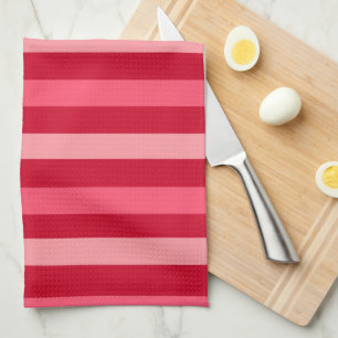 Valentines Stripes of Red and Pink  Kitchen Towel