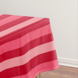 Valentines Stripes of Red and Pink Tablecloth