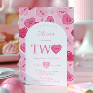 Valentines Sweetheart Candy Birthday Party Invitation