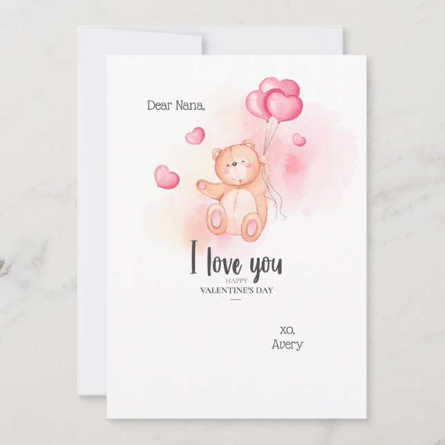 Valentine's Teddy Bear Card (Front)