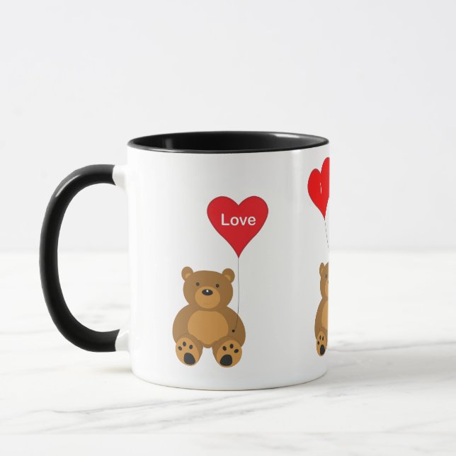 Valentines Teddy et Ballons Love Mug (Gauche)
