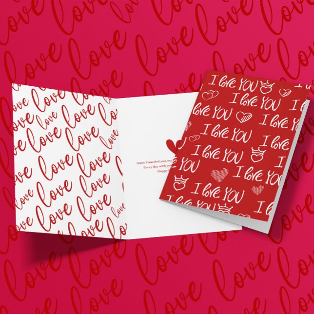 Valentine's theme Red White I love You Pattern Card (Creator Uploaded)