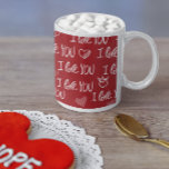 Valentine's theme Red White I love You Pattern Two-Tone Coffee Mug<br><div class="desc">Inspired by Valentine's Day this design showcases charming hand-drawn hearts and the heartfelt phrase "I love you" in beautifully handwritten typography,  this seamless pattern is perfect for adding a romantic touch to any occasion.</div>
