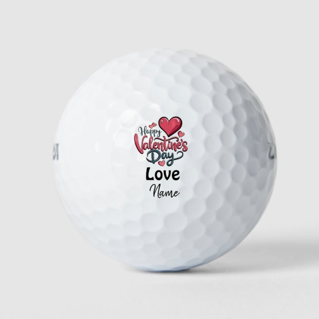 Valentine's  to golfer with love you  golf balls (Front)