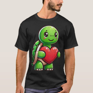 Valentines Turtle Heart Lover Funny Boys Girls Kid T-Shirt
