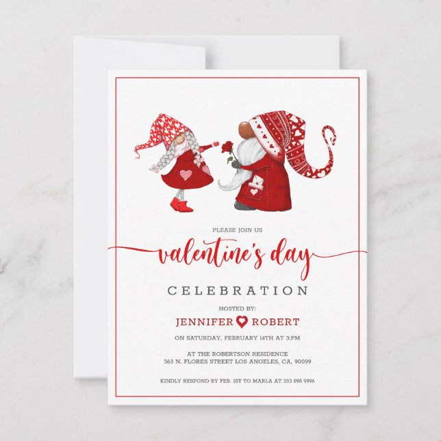 Valentines typography and gnomes  thank you card (Front)