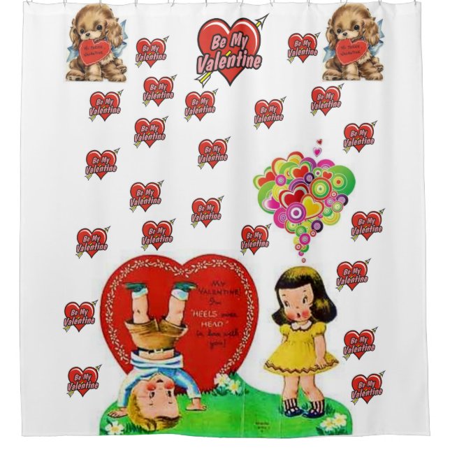 valentines vintage showercurtain (Front)