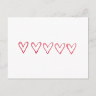 Valentine's Watercolor Hearts Postcard