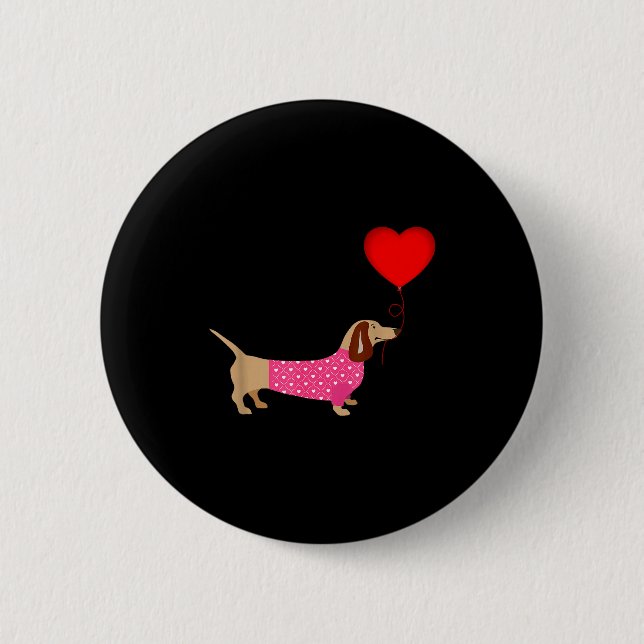 Valentines Weiner Daschund Doxie In Dog Dress  2 Inch Round Button (Front)