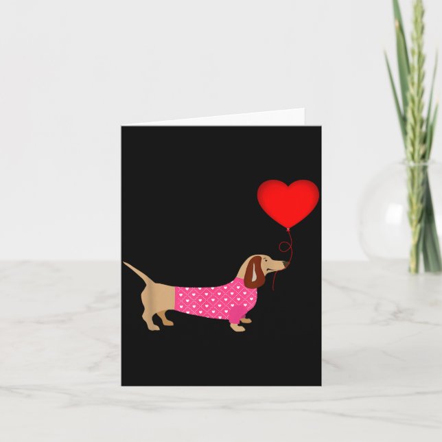 Valentines Weiner Daschund Doxie In Dog Dress  Card (Front)