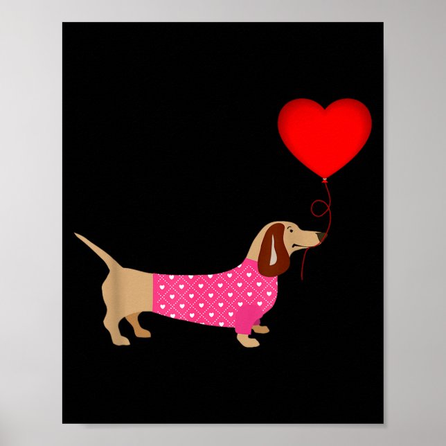 Valentines Weiner Daschund Doxie In Dog Dress  Poster (Front)
