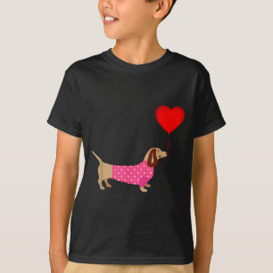 Valentines Weiner Daschund Doxie In Dog Dress T-Shirt