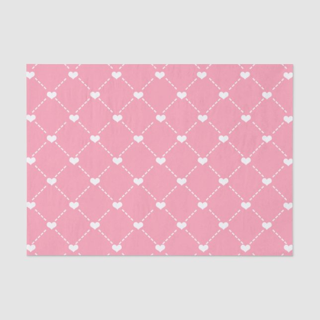 Valentine's White Hearts & Dashes Tissue Paper (Front)