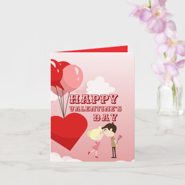 Valentine's with balloons  card (Orchid)
