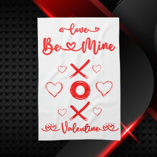 Valentine's XOXO with Hearts in Red Kitchen Towel