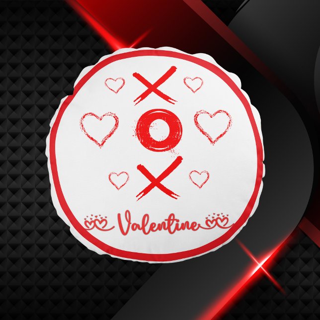 Valentine's XOXO with Hearts in Red | Round Pillow (Creator Uploaded)