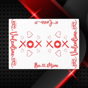 Valentine's XOXO with Hearts in Red Tablecloth