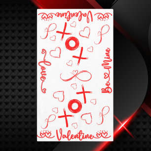 Valentine's XOXO with Hearts in Red Tablecloth