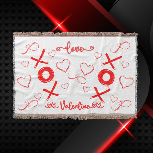 Valentine's XOXO with Hearts in Red   Throw Blanket