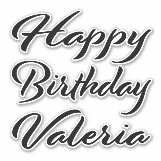 Valeria name first name black Sticker birthday (Front)