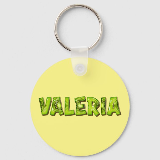Valeria Name Kiwi Design Keychain (Front)