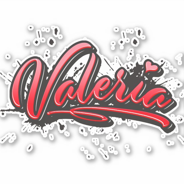 Valeria red Heart Graffiti Autocollants (Devant)