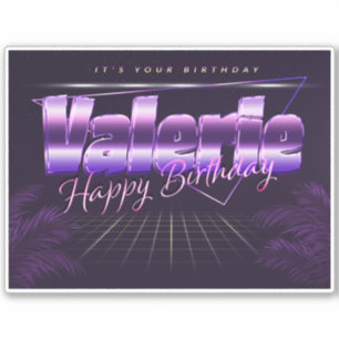 Valerie Name First name lila retro Sticker Birthda
