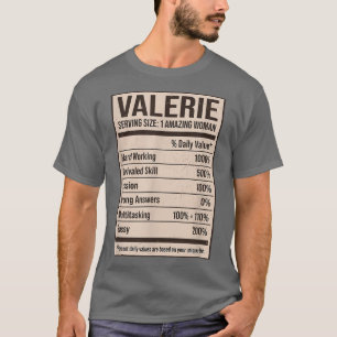 Valerie Nutrition Facts Name Nickname Alias Title  T-Shirt