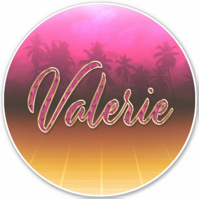 Valerie Prénom Golden Pink Autocollants (Devant)