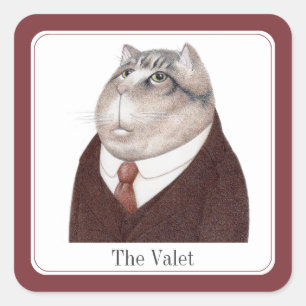 VALET CAT Small Square Stickers + Text