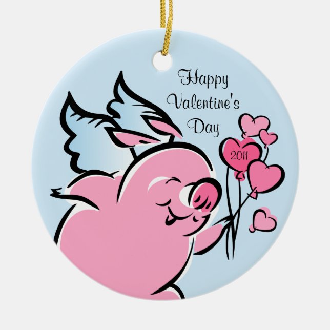 Valetine Pig Personalized Ornament (Front)