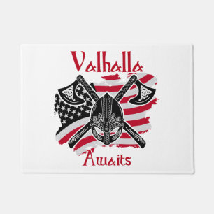 Valhalla Awaits - American Flag Doormat