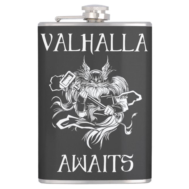  Valhalla Awaits  Hip Flask (Front)