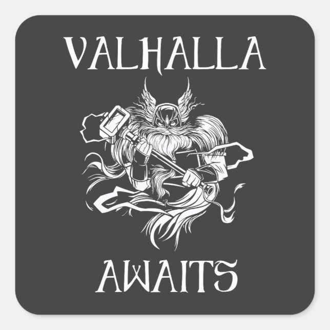  Valhalla Awaits  Square Sticker (Front)