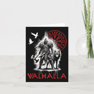 Valhalla Odin Wolf And Raven Viking Runes Norse Co Card