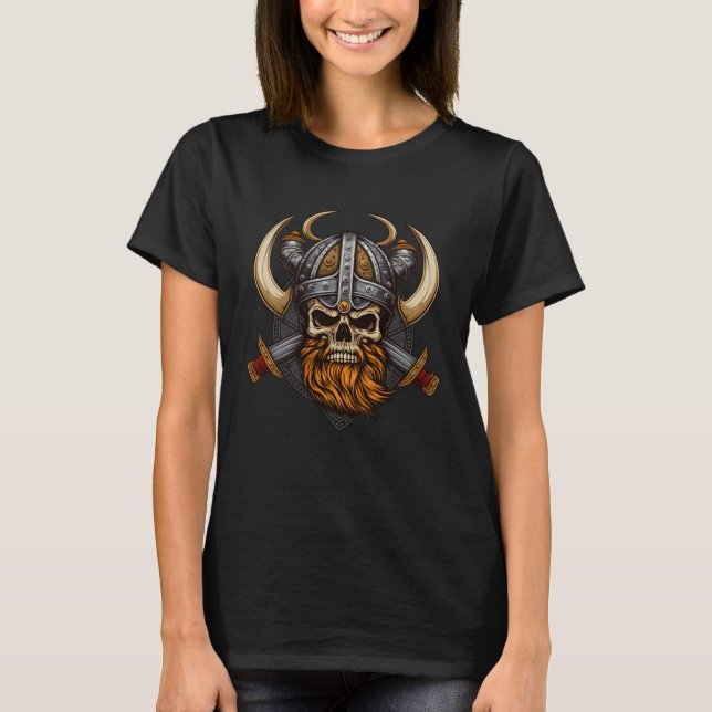 Valhalla Viking Skeleton  Spirit of a Viking T-Shirt (Front)
