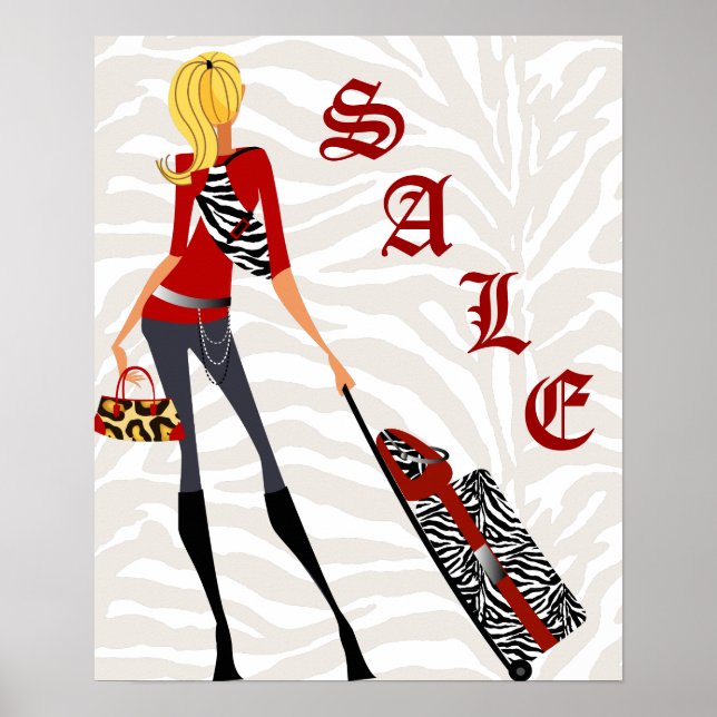 Valise de bourse Poster de vente Zebra Leopard Rou (Devant)