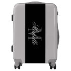 Valise personnalisée chic noir et blanc avec monog