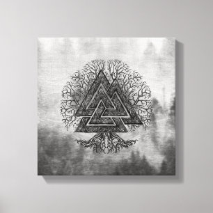 Valknut and Tree of Life Yggdrasil Canvas Print